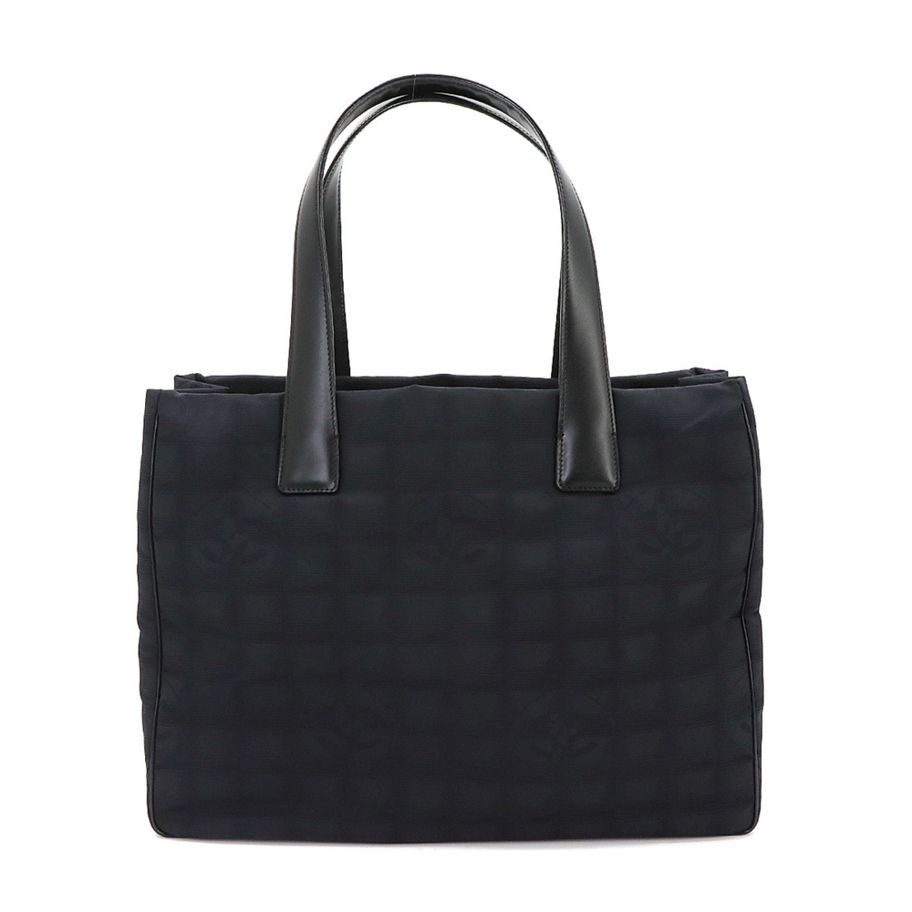 Chanel New Travel Line Tote MM Handbag, Nylon Jacquard Leather, Black, A15991